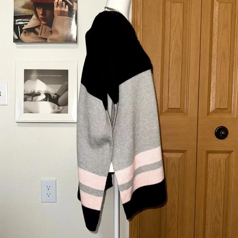 White House Black Market Poncho Sweater Womens Small Multi Colorblock Knitted